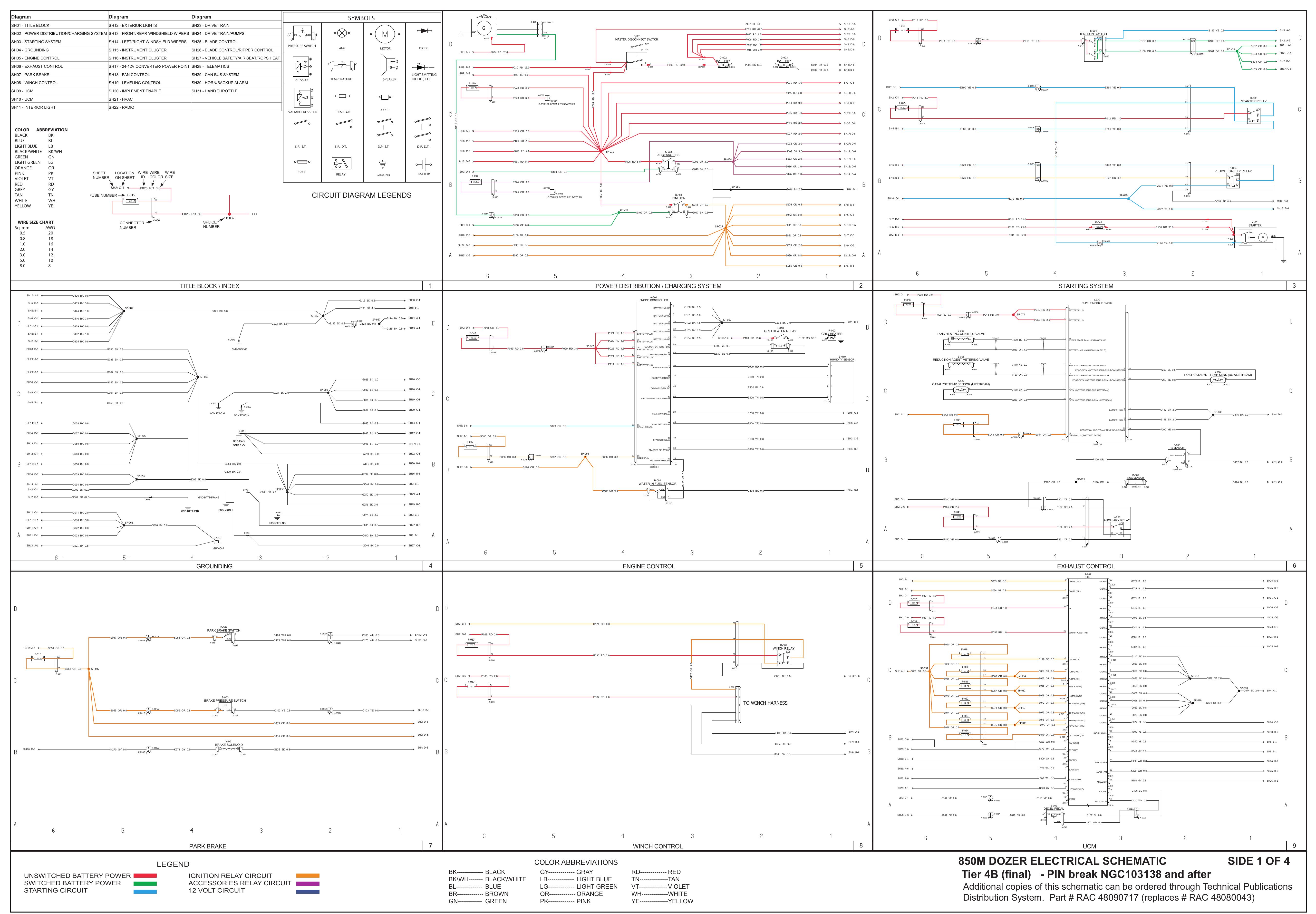 850M DOZER Tier 4B (final) - PIN break NGC103138 and after  ELECTRICAL SCHEMATIC